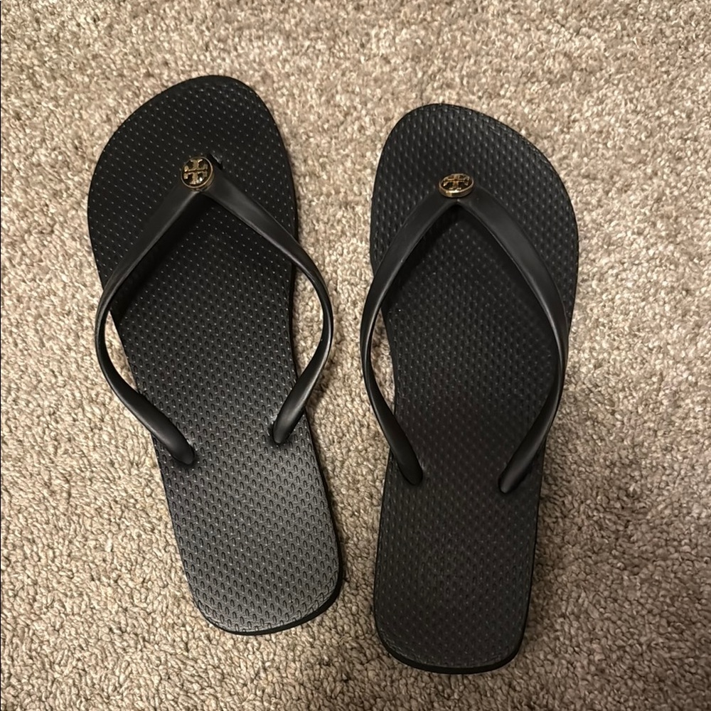 Tory Burch Black Sandals with Logo Accent